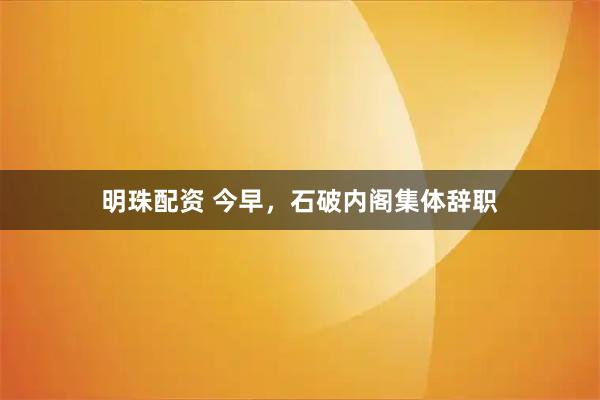 明珠配资 今早,石破内阁集体辞职