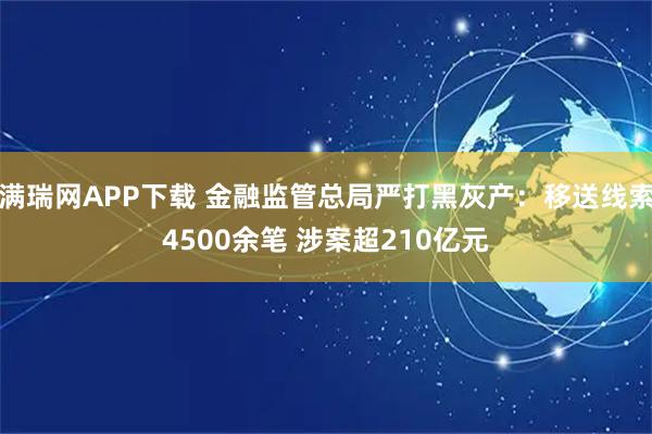 满瑞网APP下载 金融监管总局严打黑灰产：移送线索4500余笔 涉案超210亿元